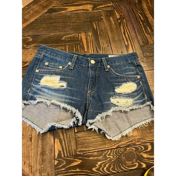 Ray Bone Women's 25 Denim Blue Jean Shorts Summer Distressed Costal Cowgirl Core - Picture 1 of 10